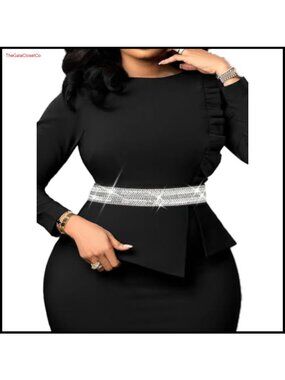 Plus Size Rhinestone Stretch Belt PU Leather Elastic Waist Belt for Dresses